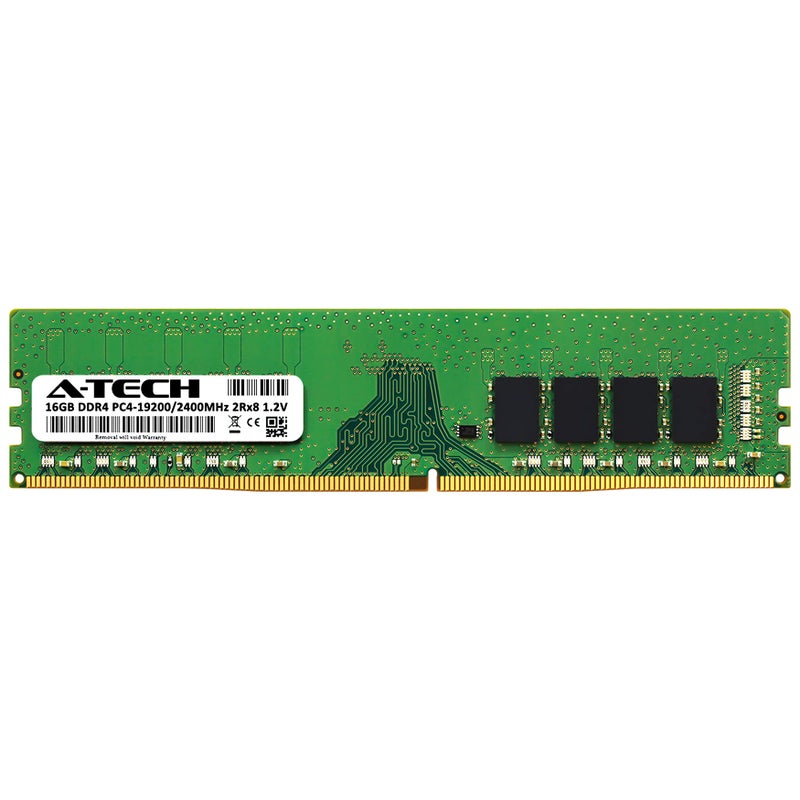 A-TECH ذاكرة رام ديسكتوب A-Tech سعة 16 جيجابايت DDR4 بتردد 2400 ميجاهرتز UDIMM PC4-19200 (PC4-2400T) CL17 DIMM 2Rx8 غير ECC - Image 2